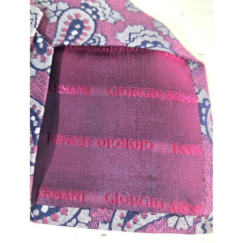 Giorgio Armani Cravatte Tie 100% Silk Red Paisley Made In Italy Mens Designer - Picture 8 of 11